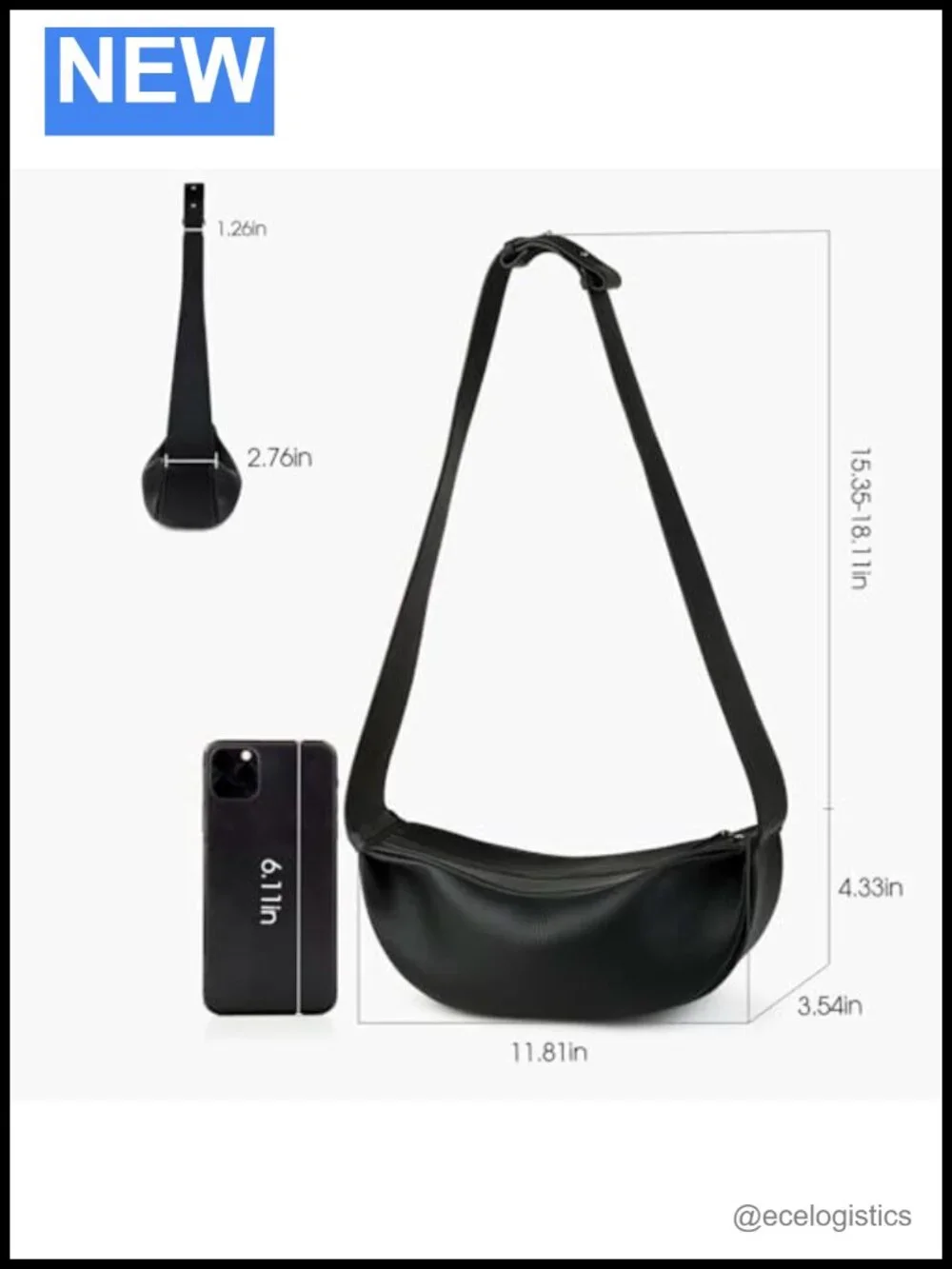 Genuine Leather Sling Bag Crossbody Hobo Women's Adjustable Strap